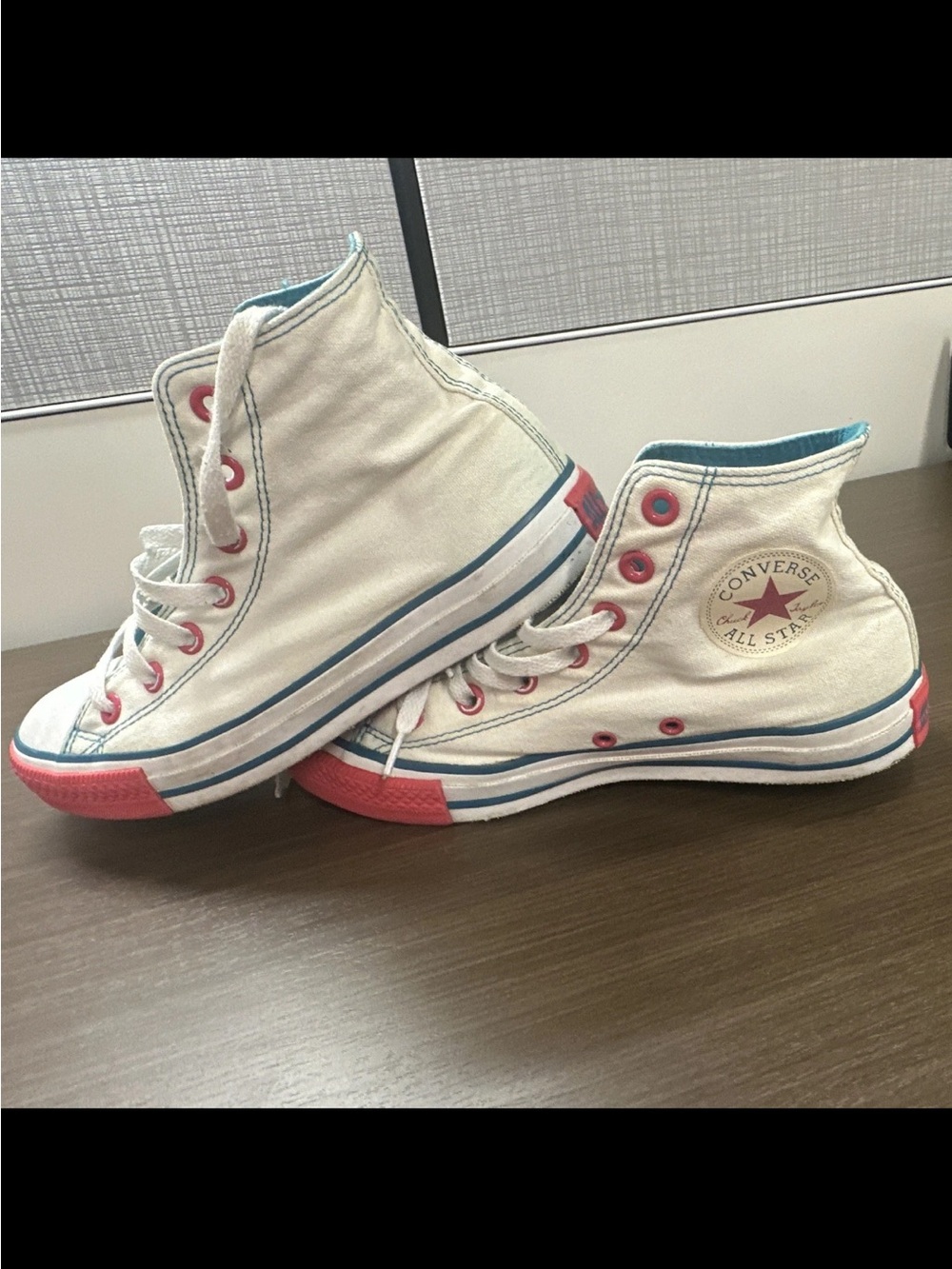 Converse Women 7.5, kids 6 Blue Canvas High Top Sneakers